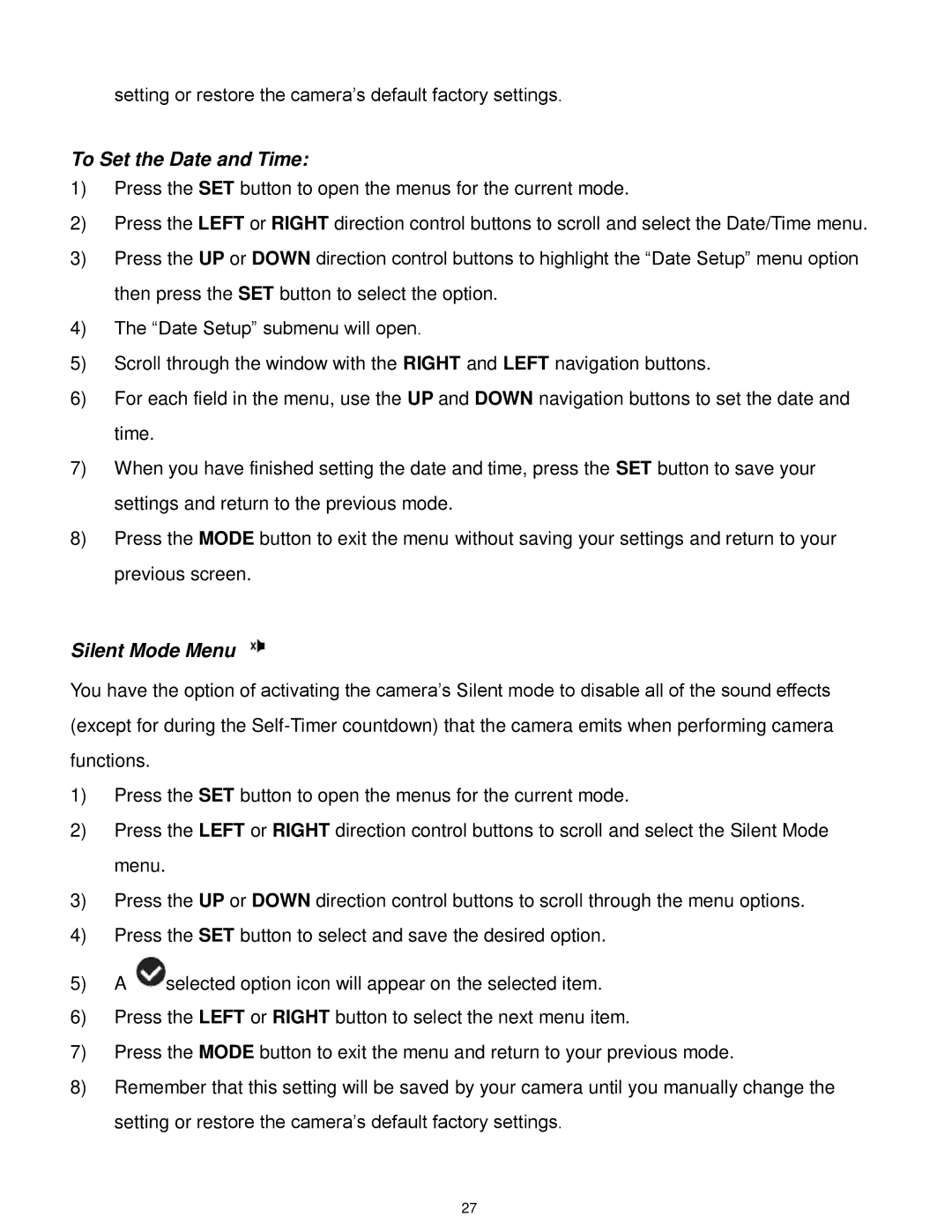 Vivitar F536 user manual To Set the Date and Time, Silent Mode Menu 