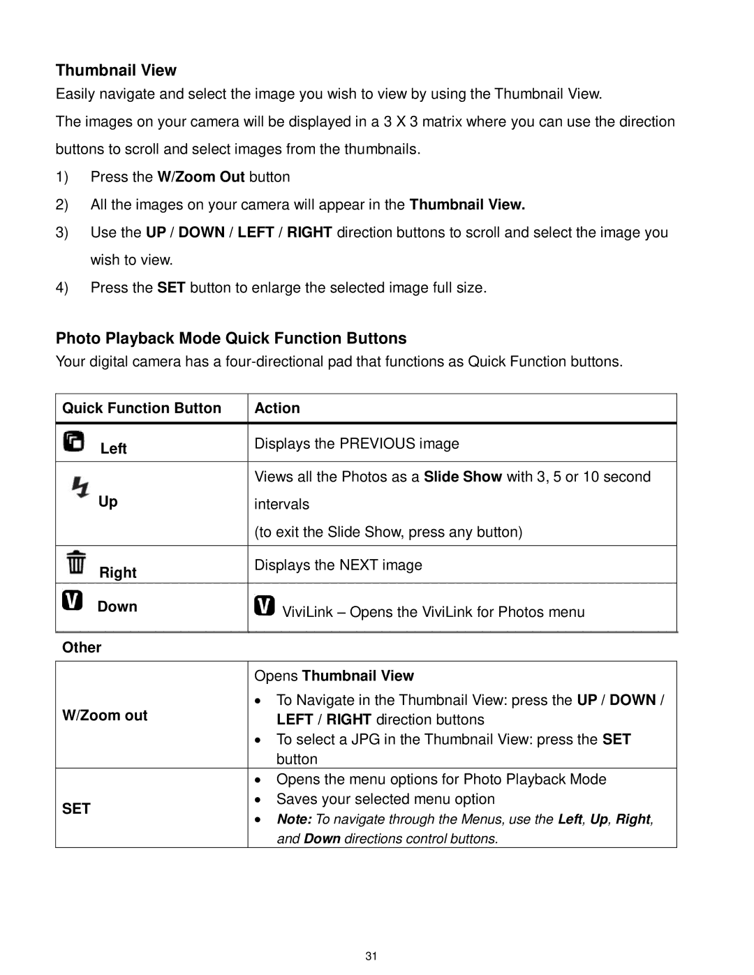 Vivitar F536 user manual Thumbnail View, Photo Playback Mode Quick Function Buttons 