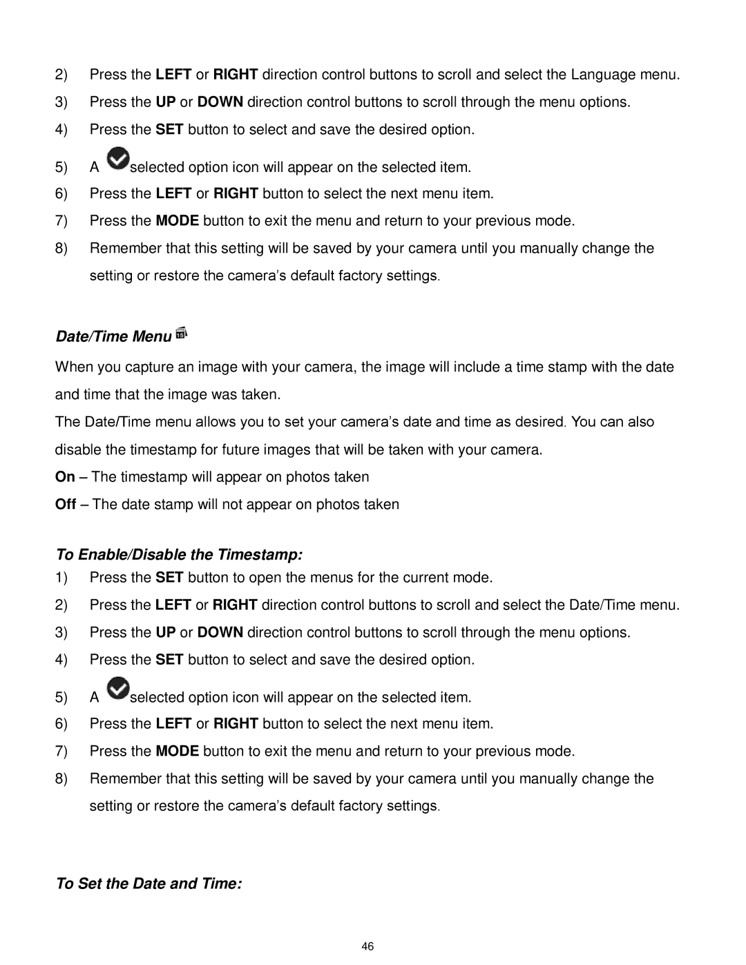 Vivitar F536 user manual Date/Time Menu 