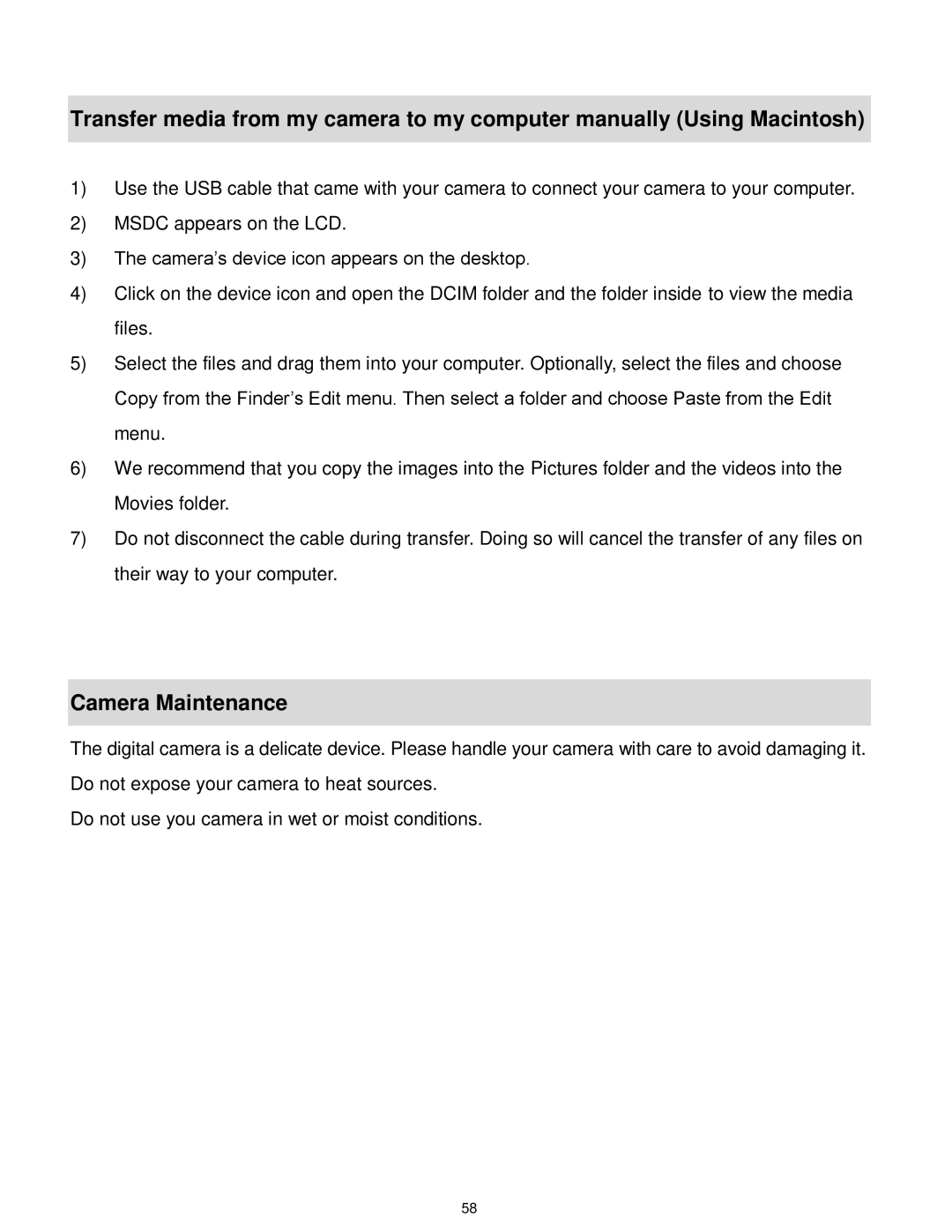 Vivitar F536 user manual Camera Maintenance 