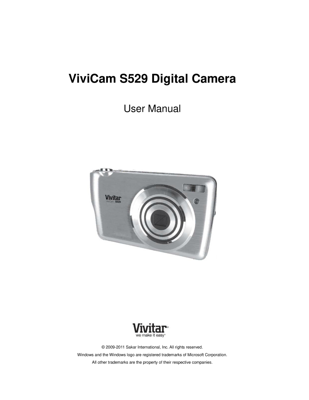 Vivitar user manual ViviCam S529 Digital Camera 