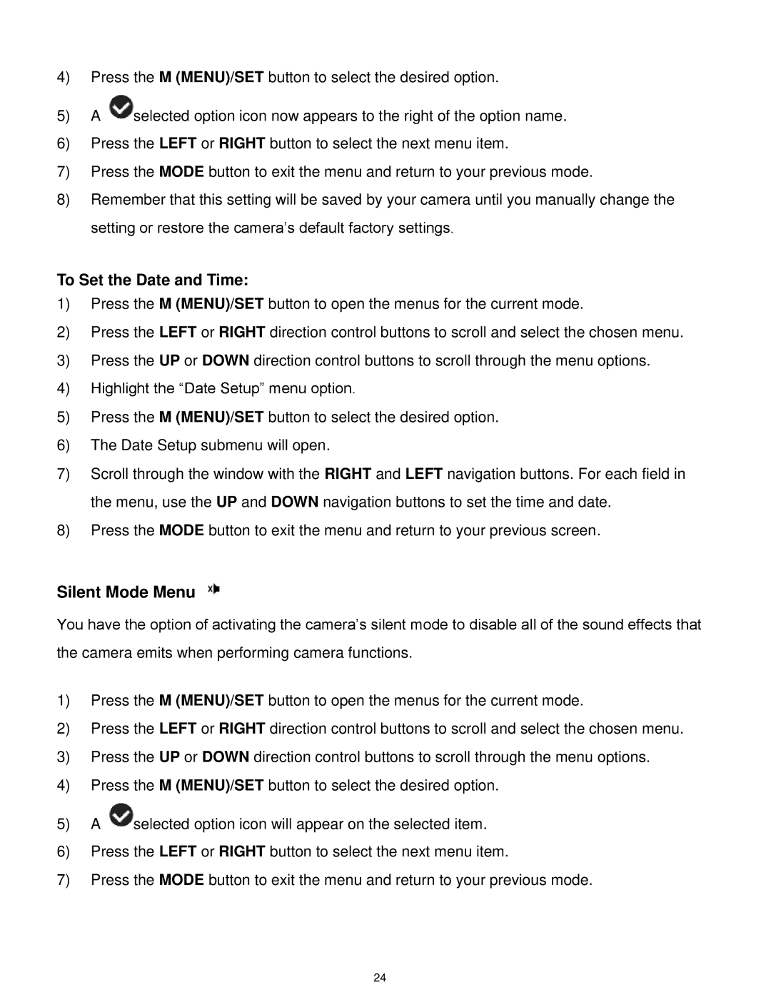 Vivitar S529 user manual To Set the Date and Time, Silent Mode Menu 