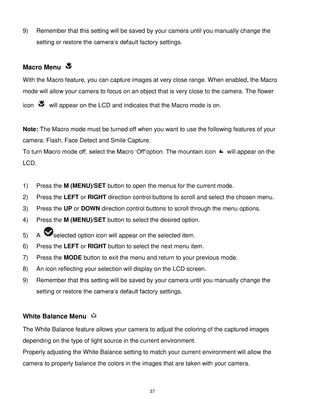 Vivitar S529 user manual Macro Menu 