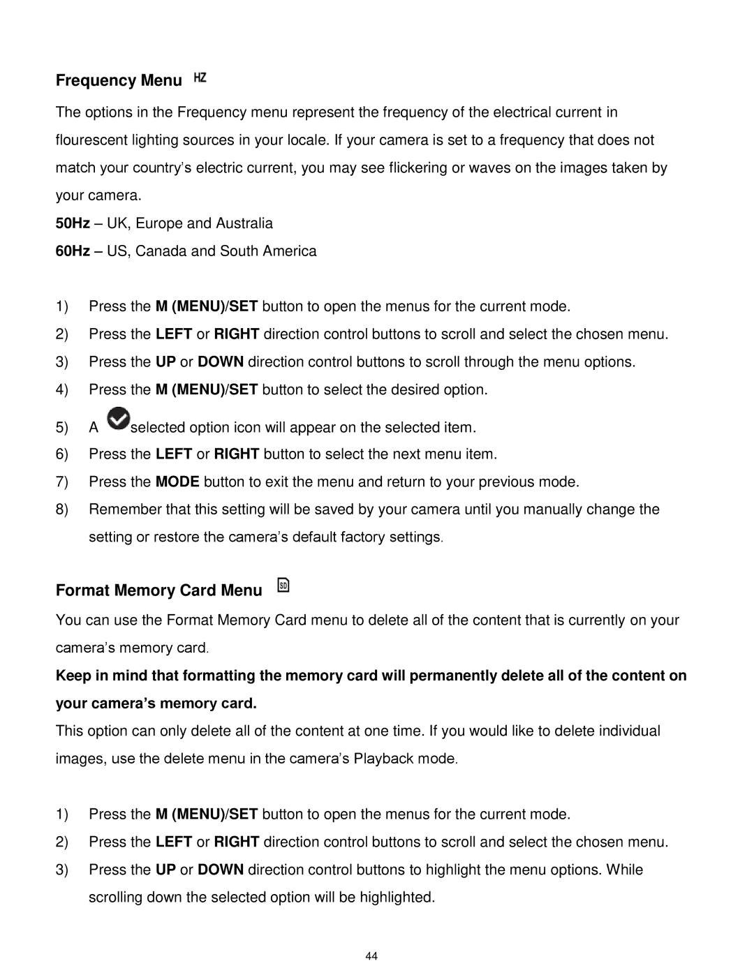 Vivitar S529 user manual Frequency Menu 