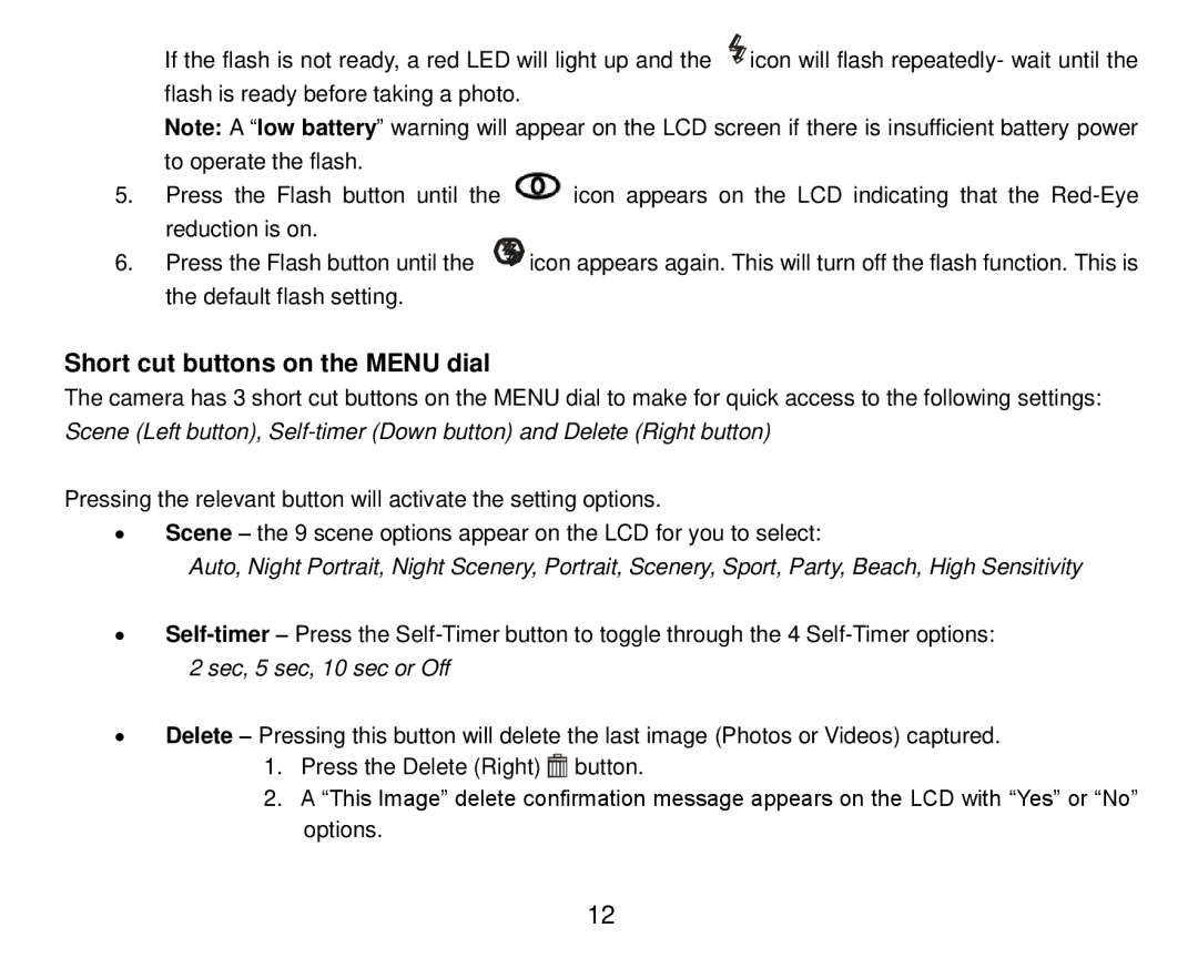 Vivitar T024 user manual Short cut buttons on the Menu dial 