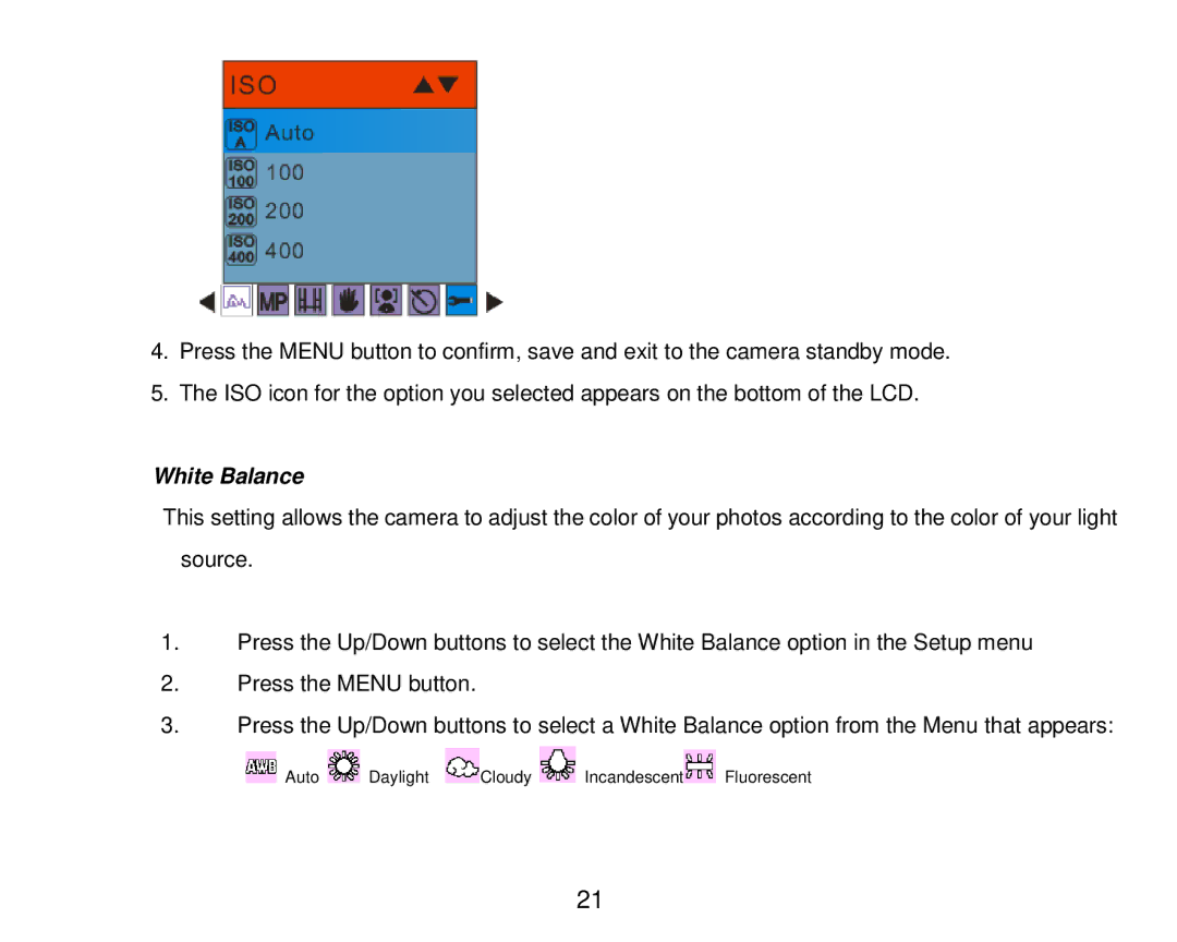 Vivitar T024 user manual White Balance 