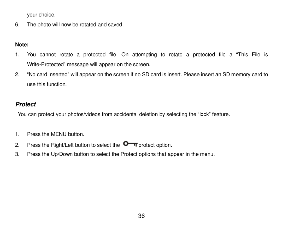 Vivitar T024 user manual Protect 