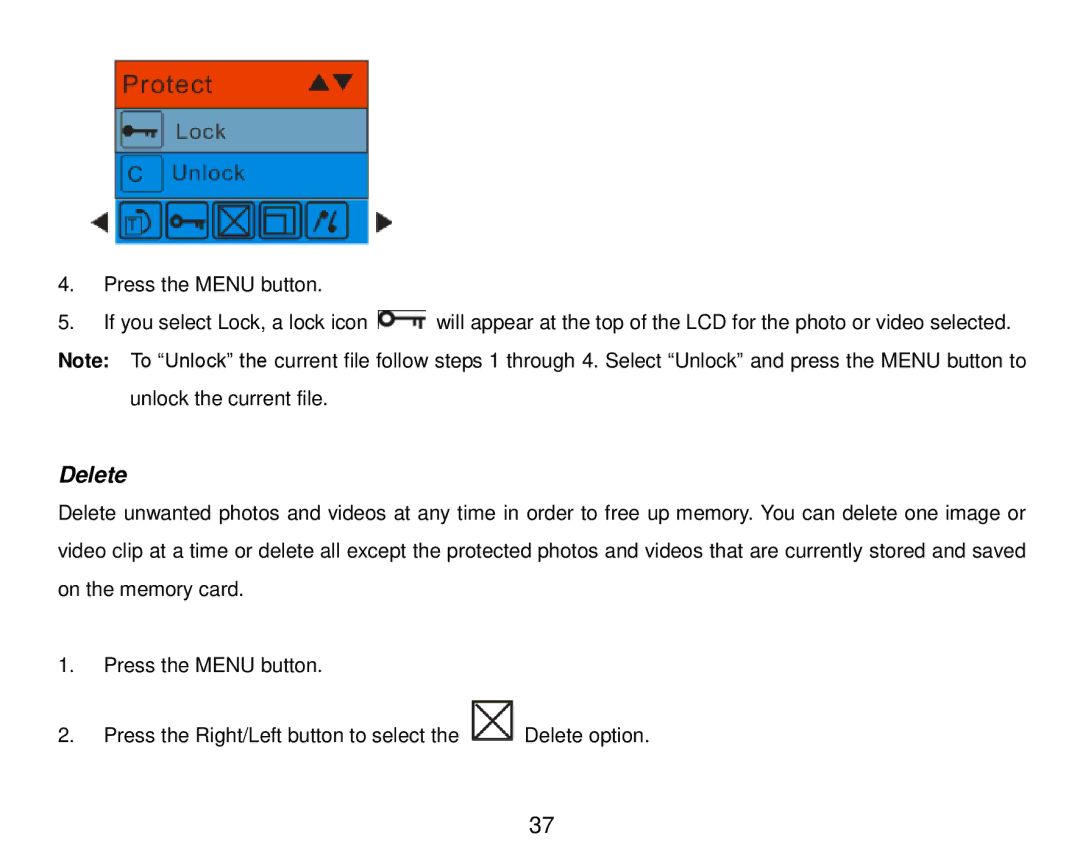 Vivitar T024 user manual Delete 