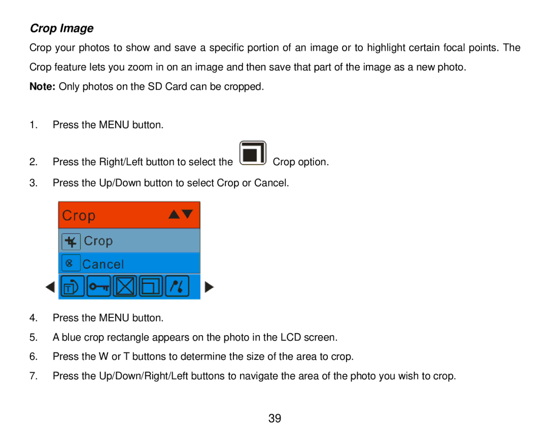 Vivitar T024 user manual Crop Image 