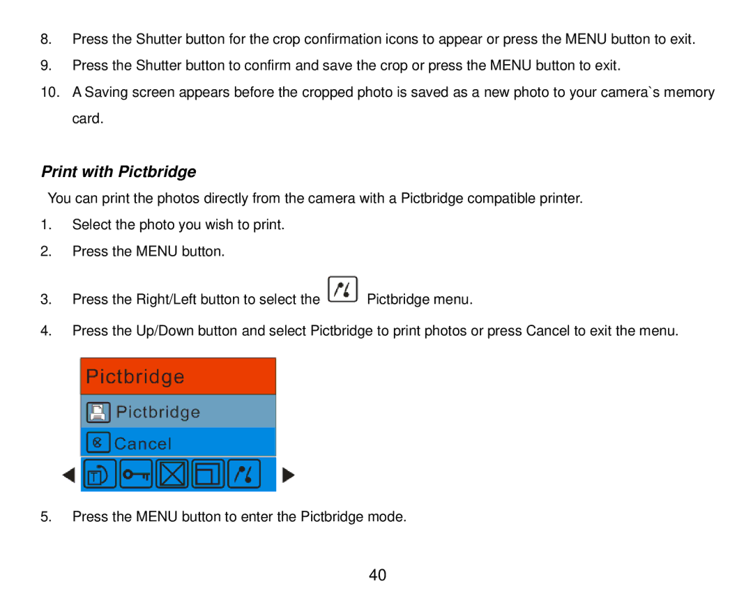 Vivitar T024 user manual Print with Pictbridge 