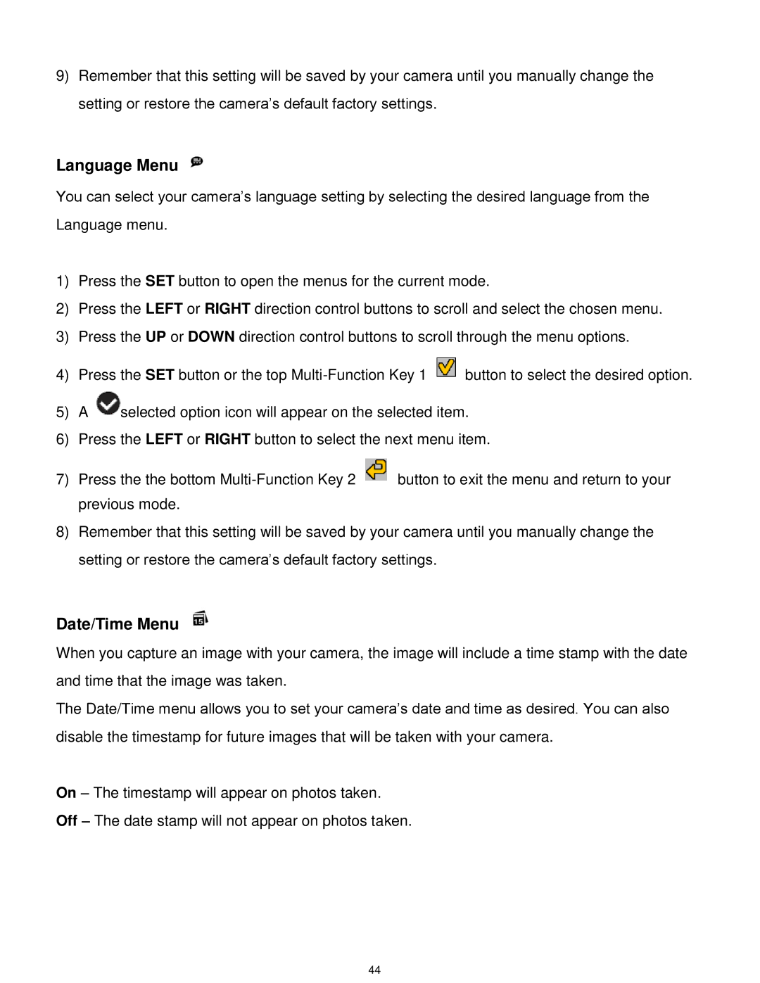 Vivitar T030 user manual Language Menu 