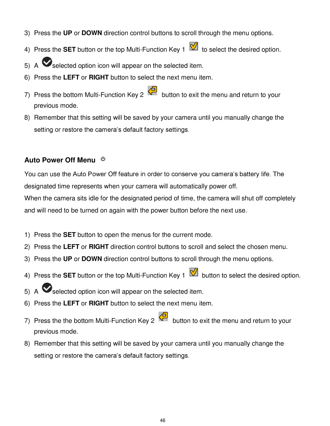 Vivitar T030 user manual Auto Power Off Menu 