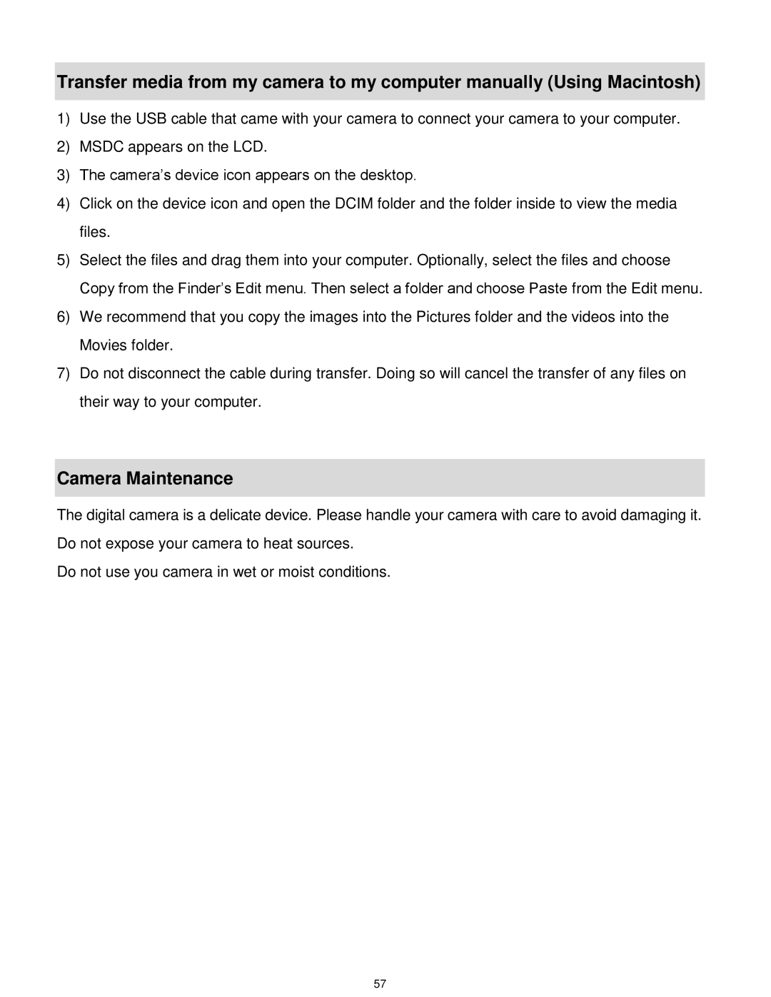 Vivitar T030 user manual Camera Maintenance 