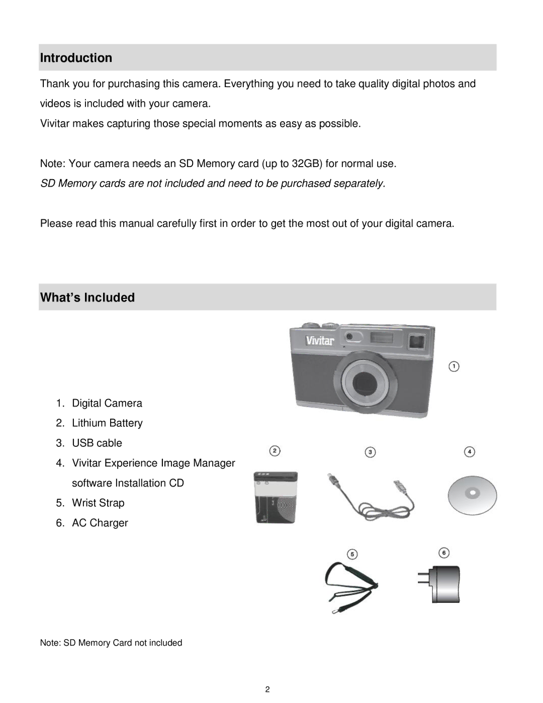 Vivitar T327 user manual Introduction, What’s Included 