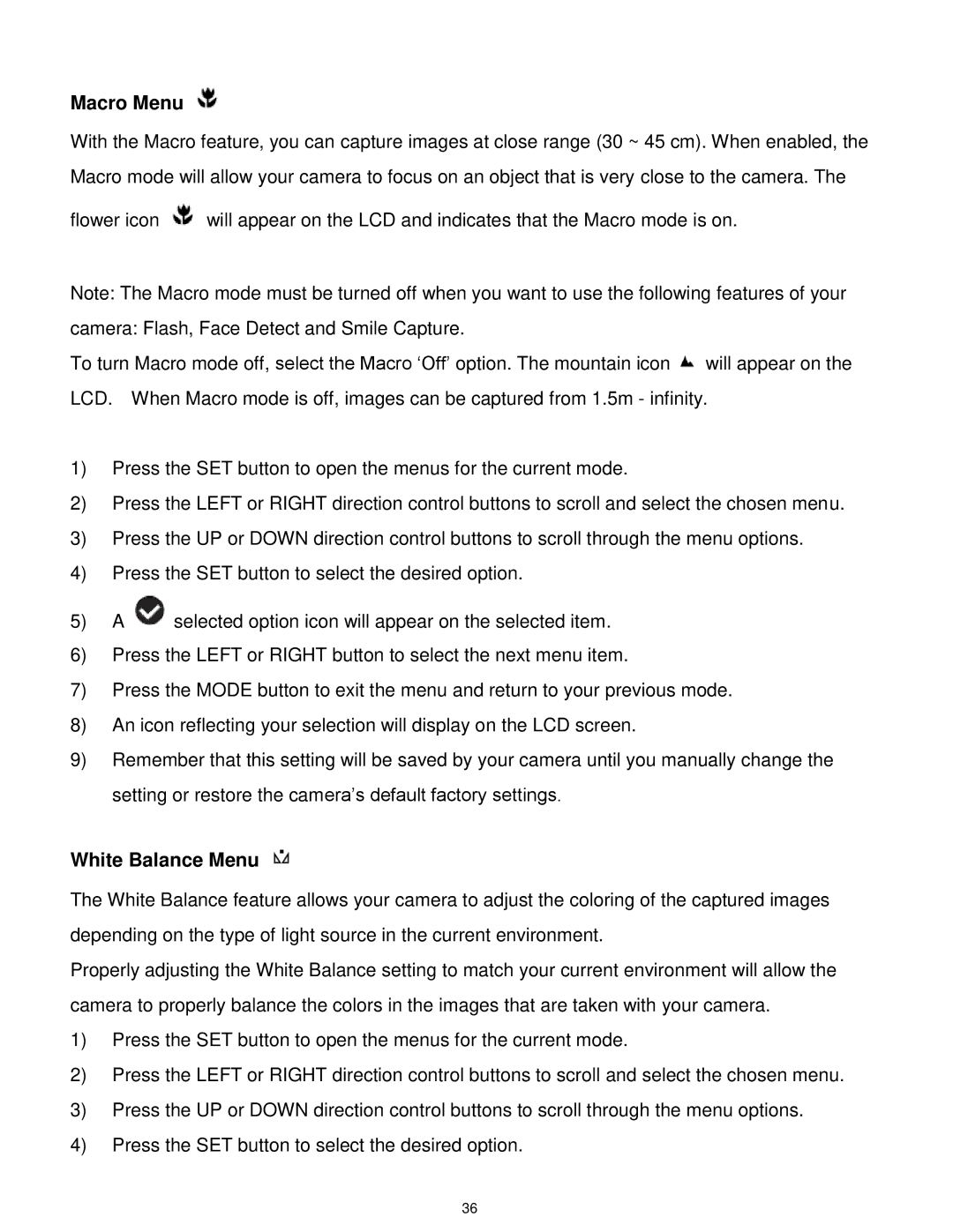 Vivitar T327 user manual Macro Menu 