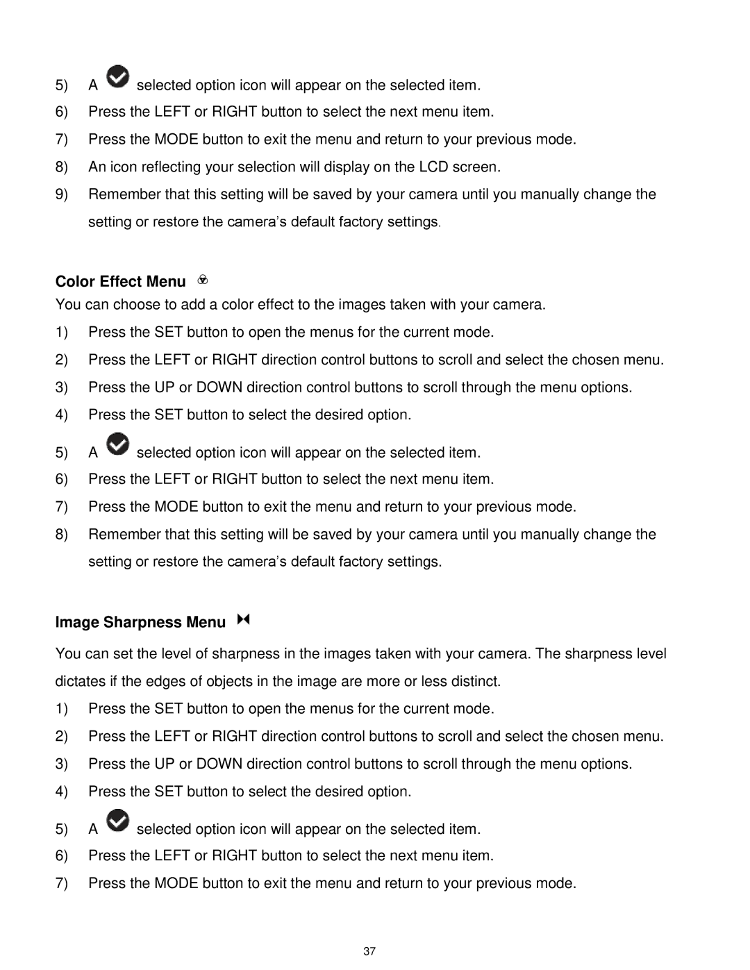 Vivitar T327 user manual Color Effect Menu 