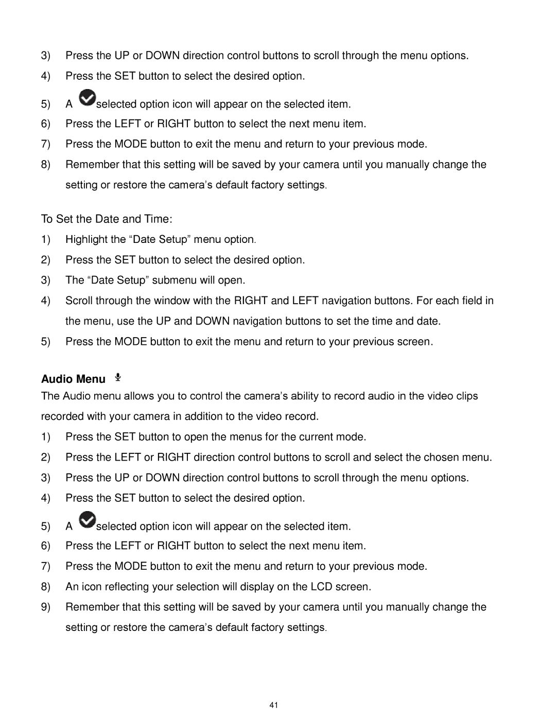 Vivitar T327 user manual To Set the Date and Time, Audio Menu 