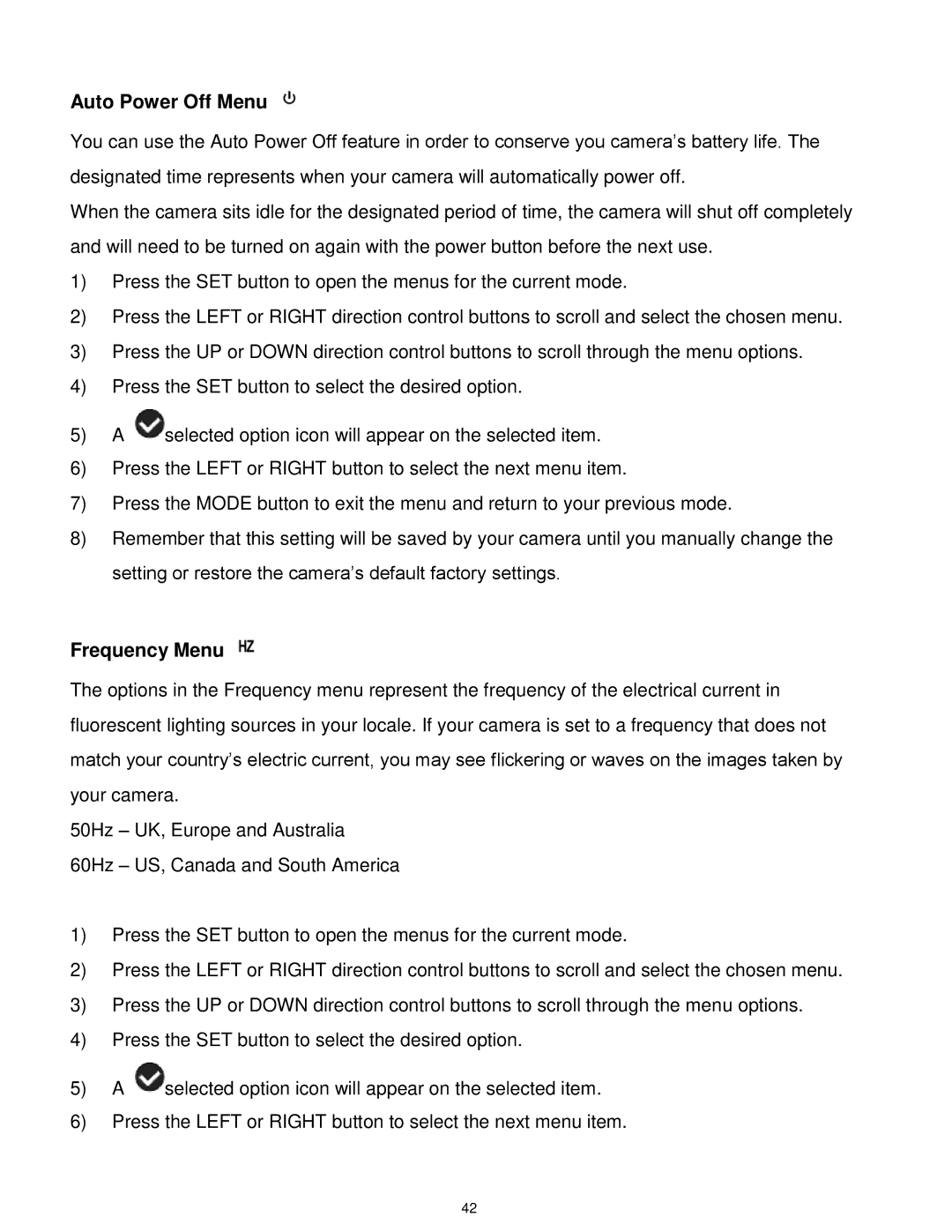 Vivitar T327 user manual Auto Power Off Menu 