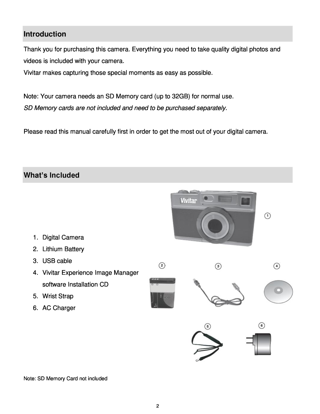 Vivitar T327 user manual Introduction, What’s Included 