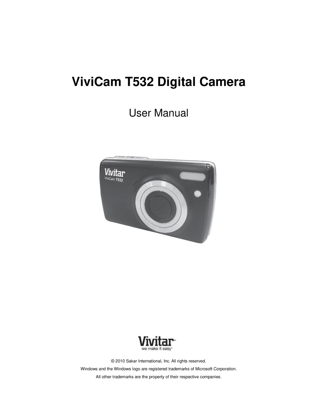 Vivitar user manual ViviCam T532 Digital Camera 