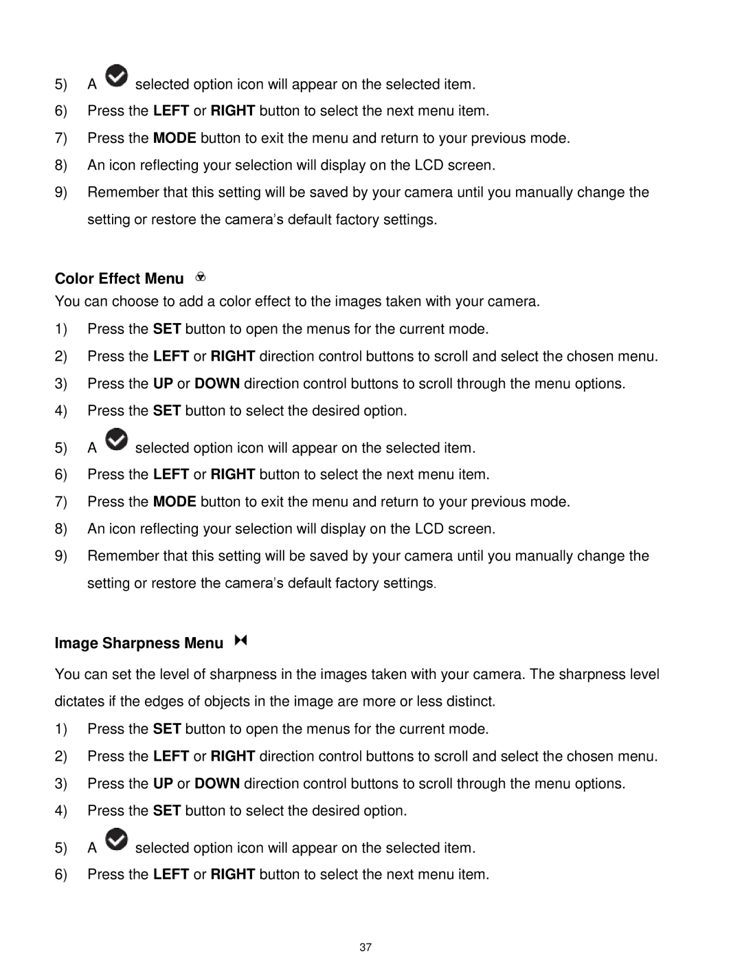 Vivitar T532 user manual Color Effect Menu 