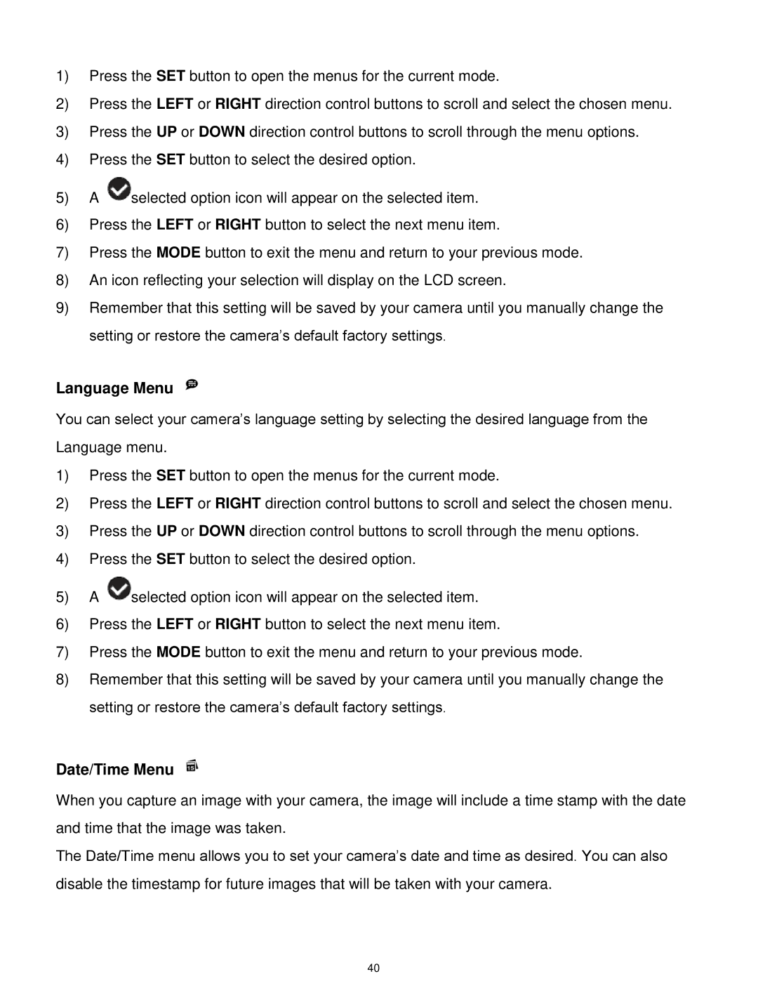 Vivitar T532 user manual Language Menu 