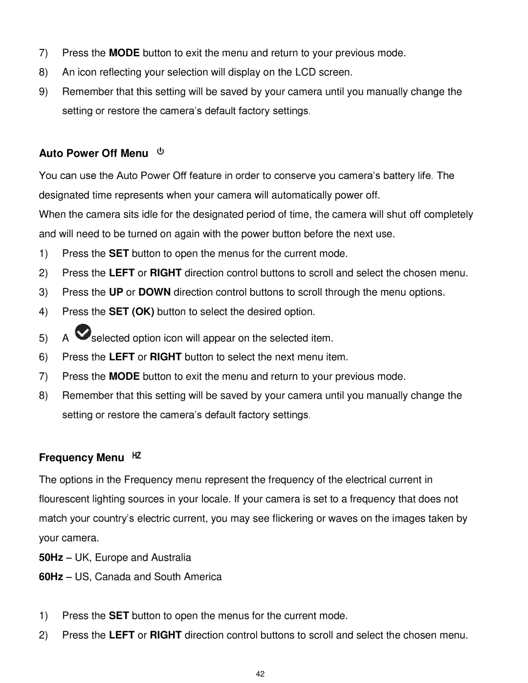 Vivitar T532 user manual Auto Power Off Menu 