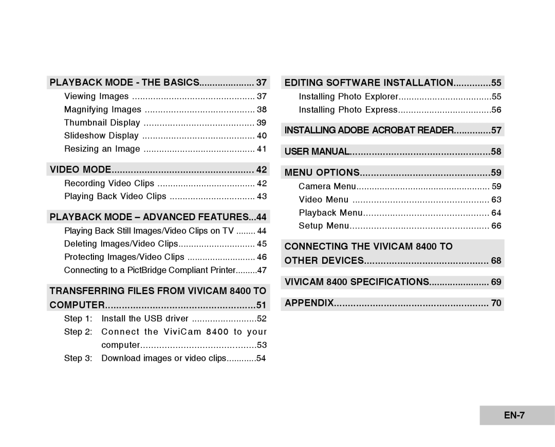 Vivitar Tripod/Video Equipment manual EN-7, Playback Mode Advanced Features 