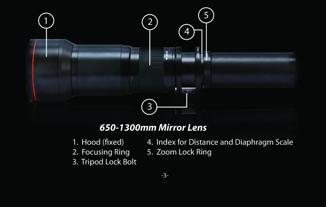 Vivitar V-650-1300 instruction manual 650-1300mm Mirror Lens 