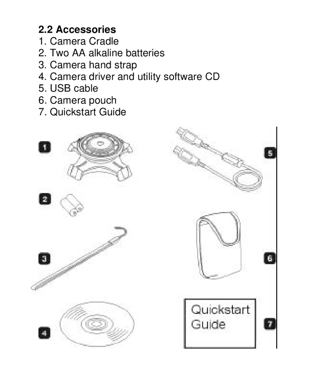 Vivitar V10b user manual Accessories 1. Camera Cradle 