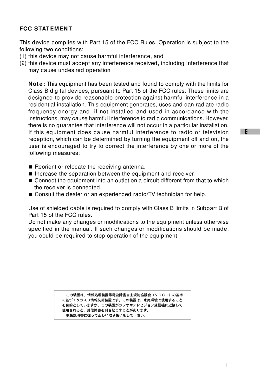 Vivitar V3625 user manual FCC Statement 