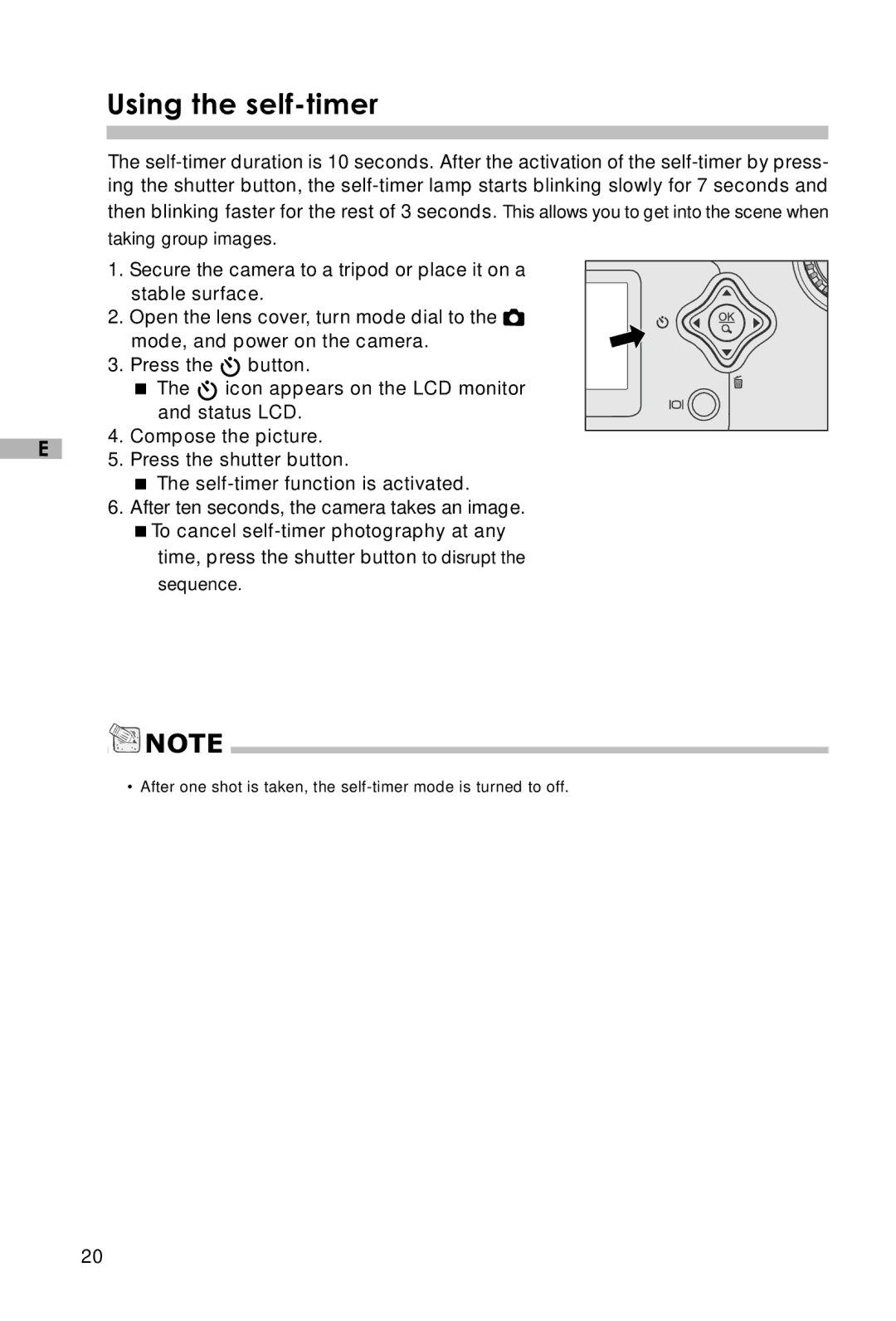 Vivitar V3625 user manual Using the self-timer 