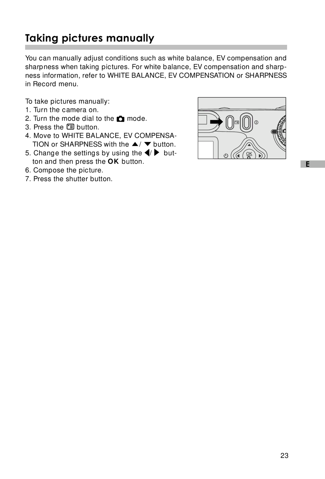 Vivitar V3625 user manual Taking pictures manually 