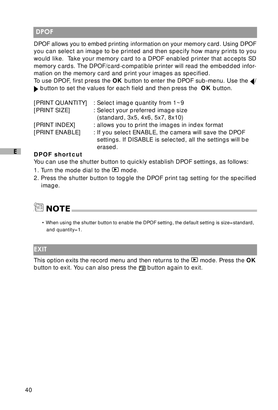 Vivitar V3625 user manual Dpof shortcut 