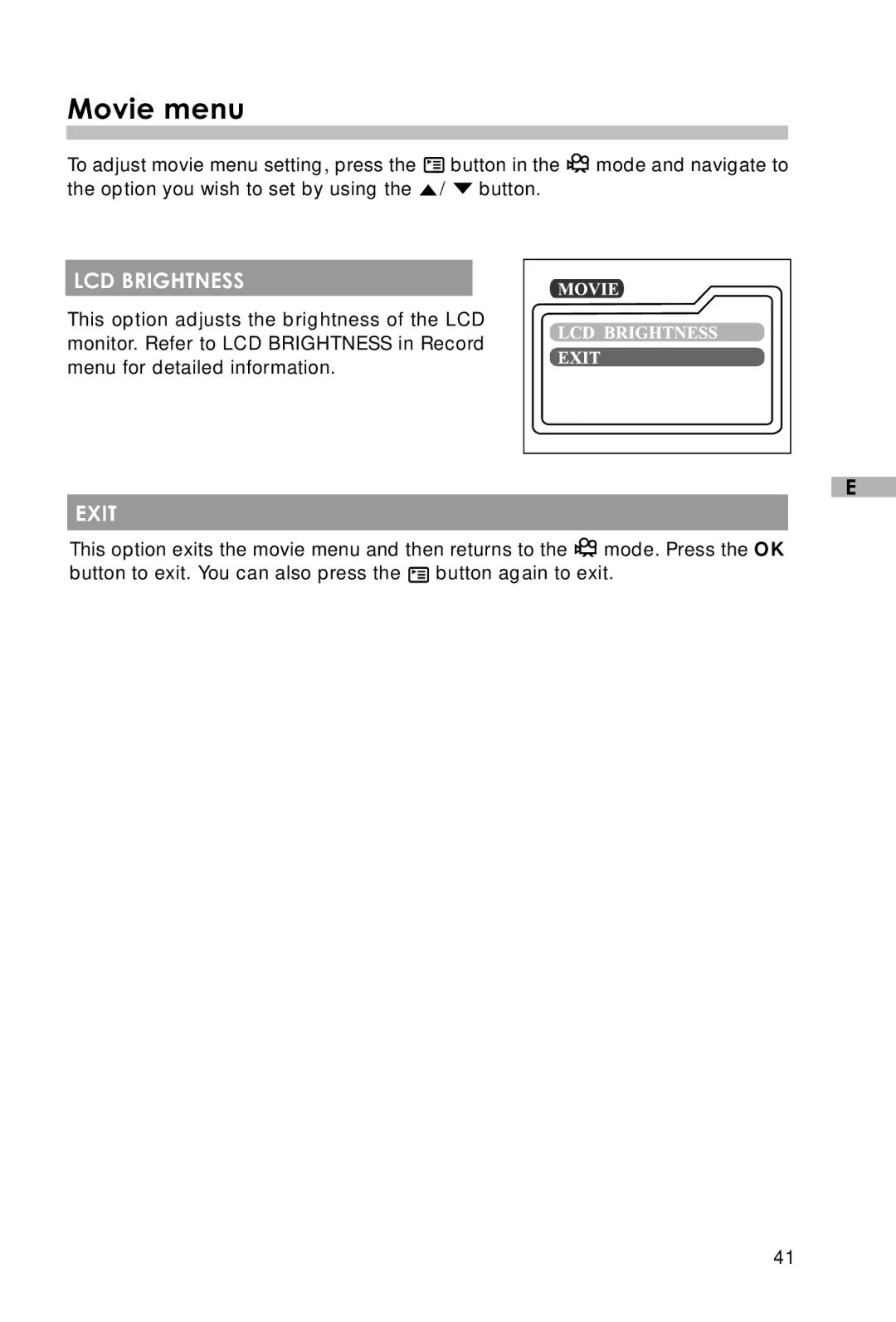 Vivitar V3625 user manual Movie menu 