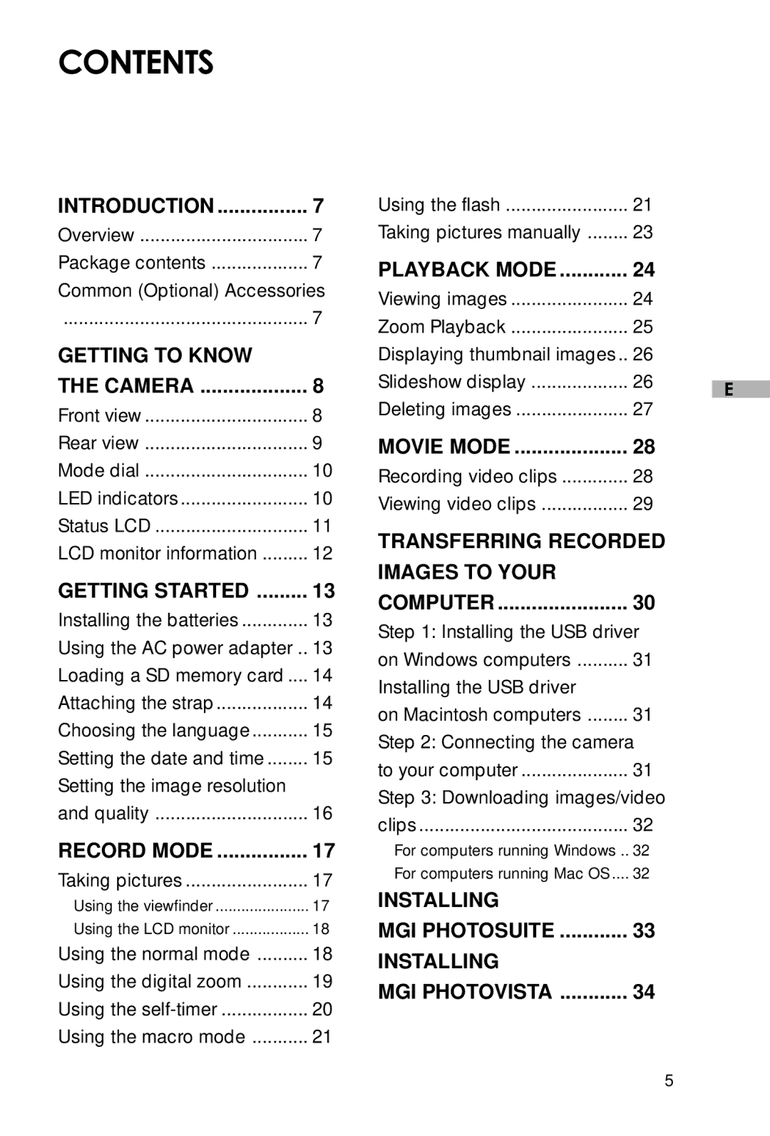 Vivitar V3625 user manual Contents 