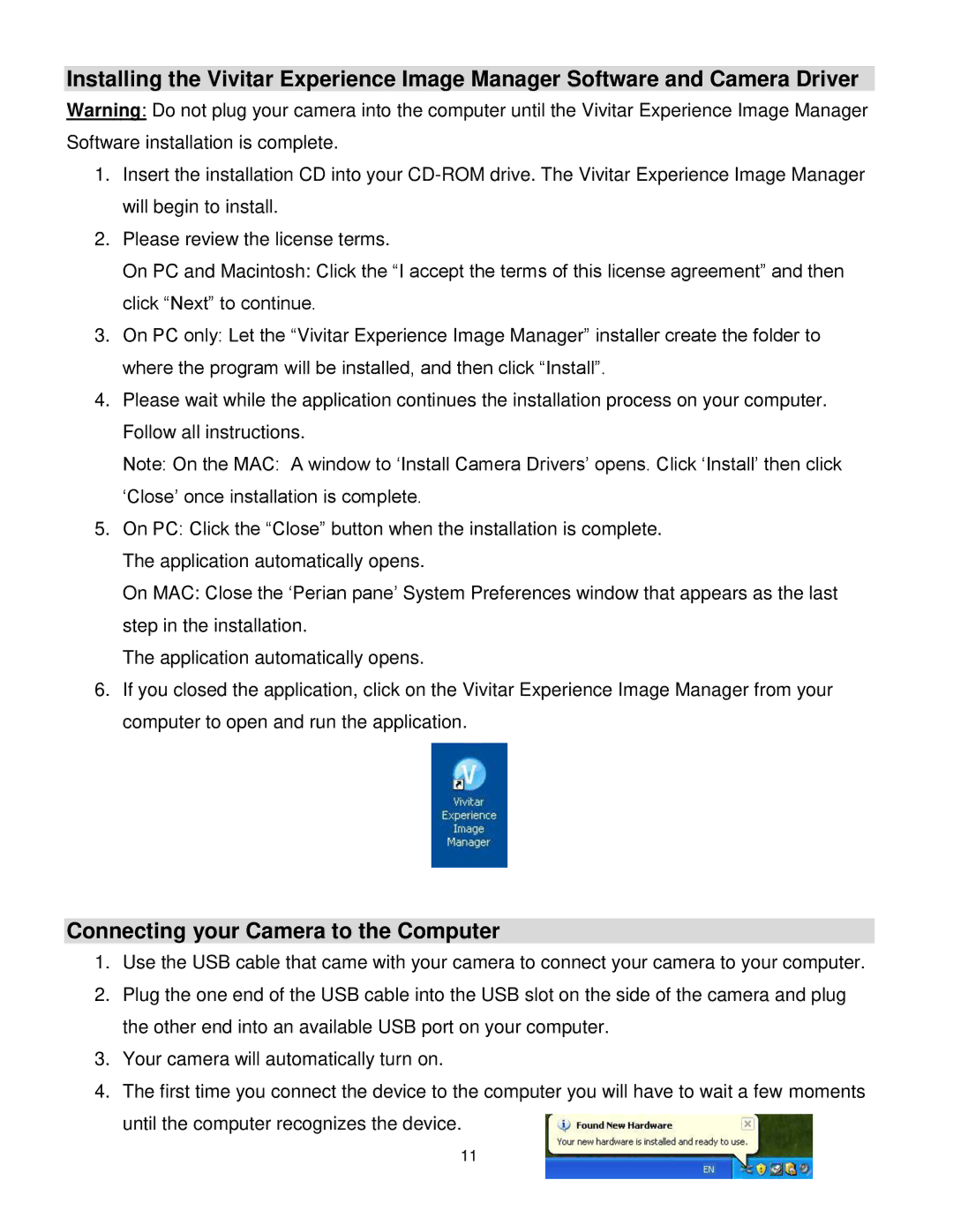 Vivitar V69379M user manual Connecting your Camera to the Computer 