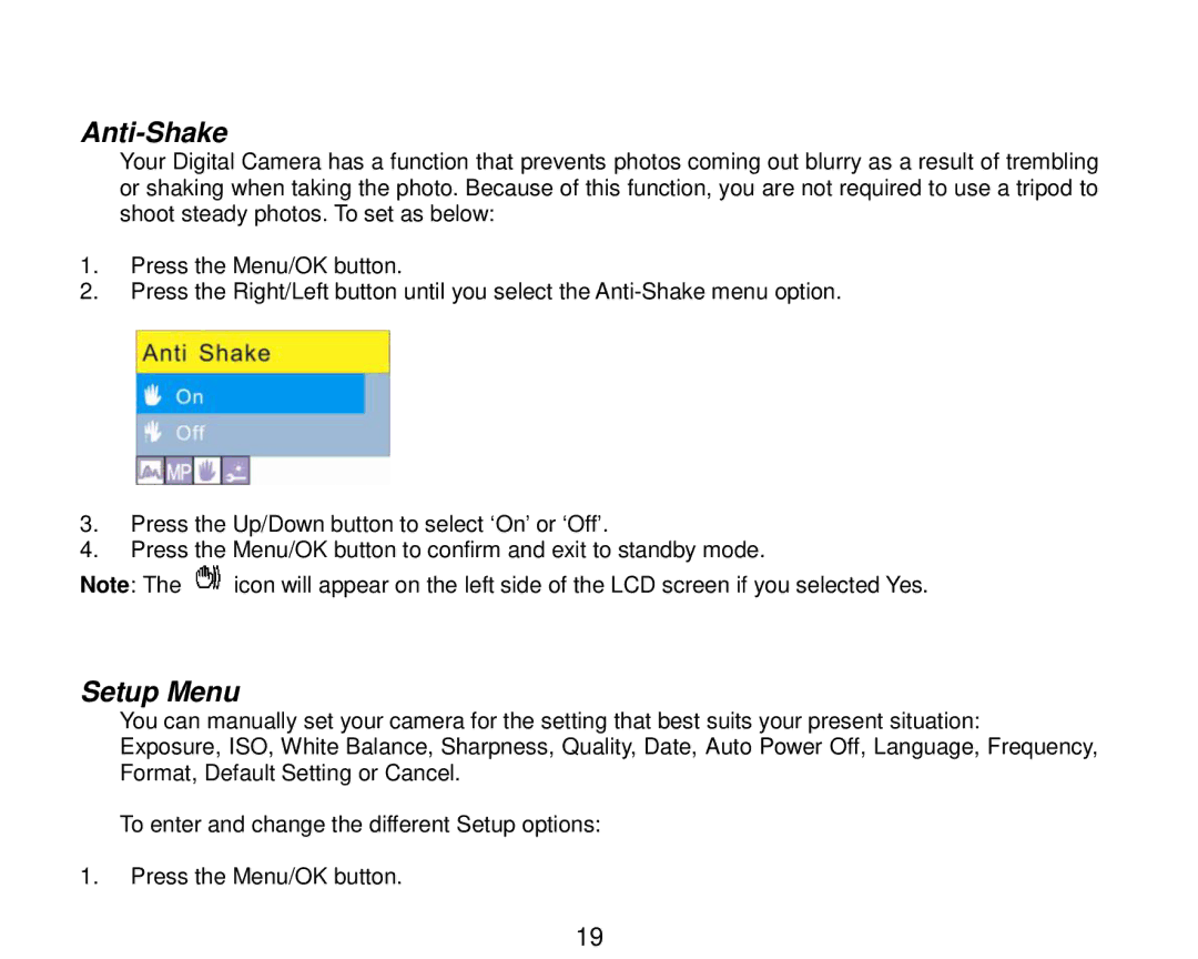 Vivitar V8690 user manual Anti-Shake 