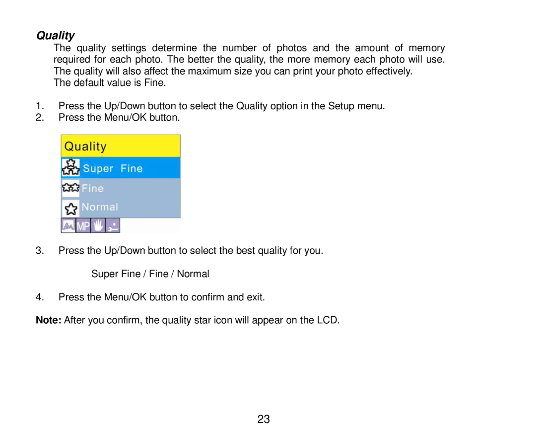 Vivitar V8690 user manual Quality 