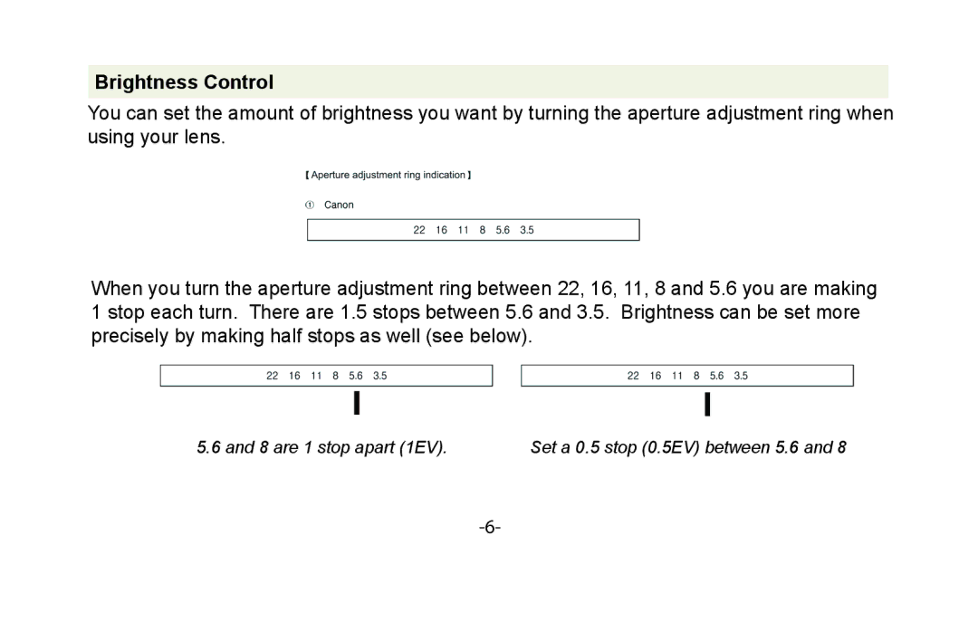 Vivitar VIV-7MM-S instruction manual Brightness Control 