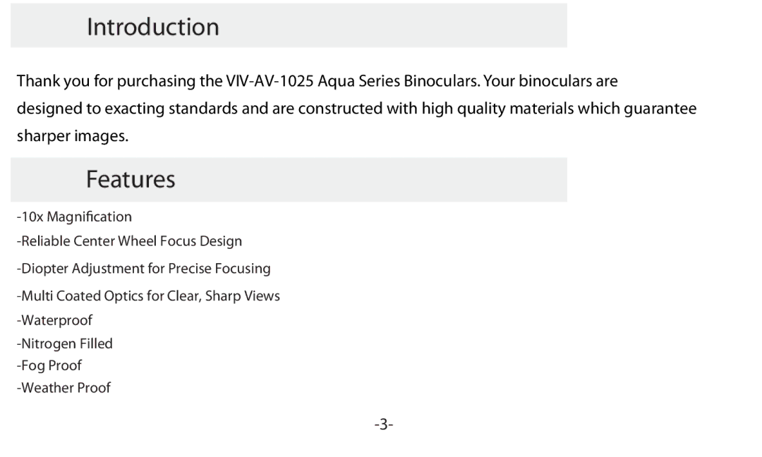 Vivitar VIV-AV-1025 instruction manual Introduction 