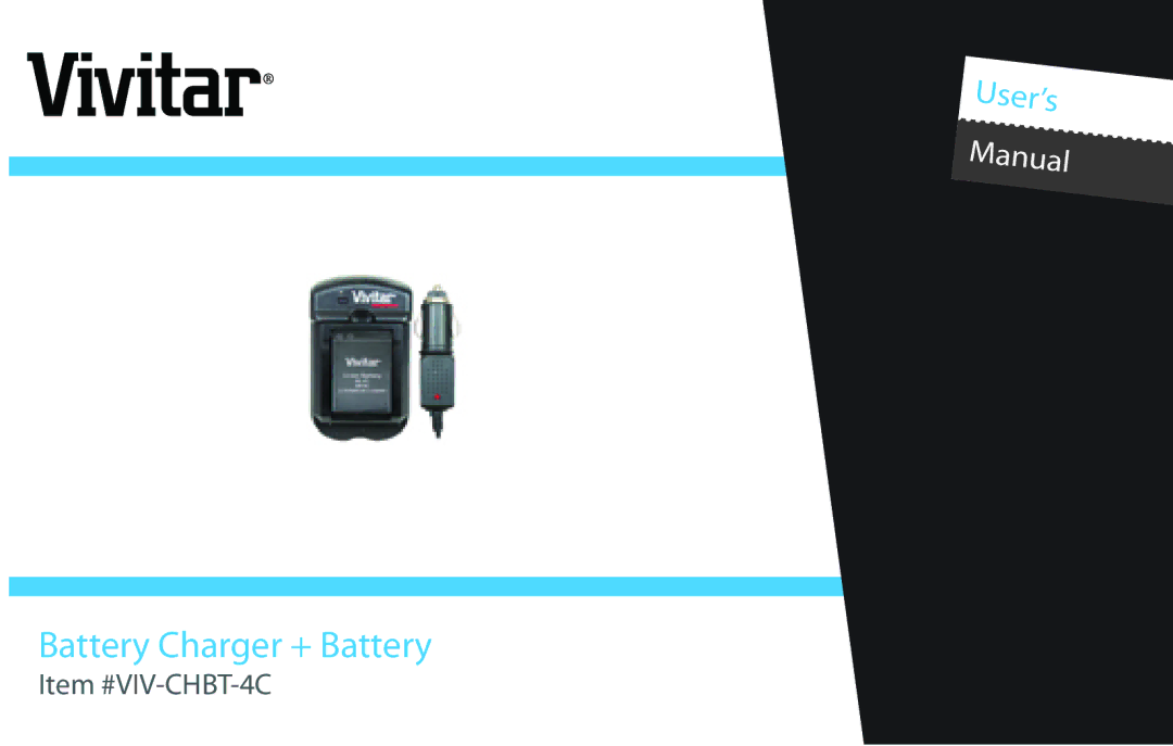 Vivitar VIV-CHBT-4C user manual Battery Charger + Battery 