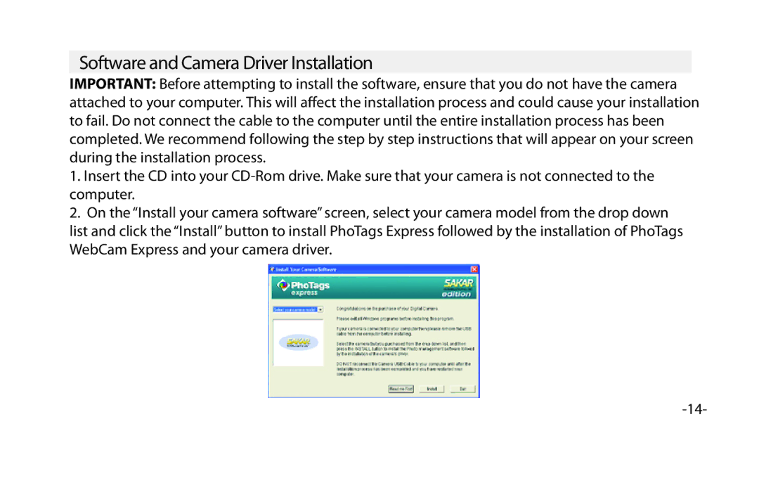 Vivitar VIV-CV-1025V instruction manual Software and Camera Driver Installation 