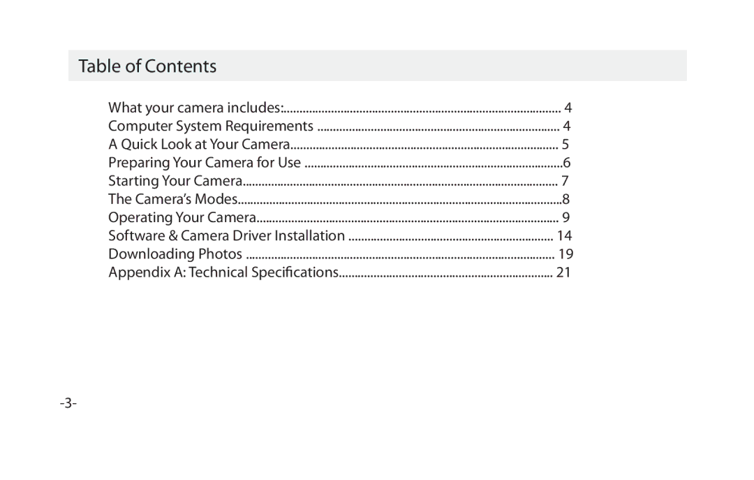 Vivitar VIV-CV-1025V instruction manual Table of Contents 