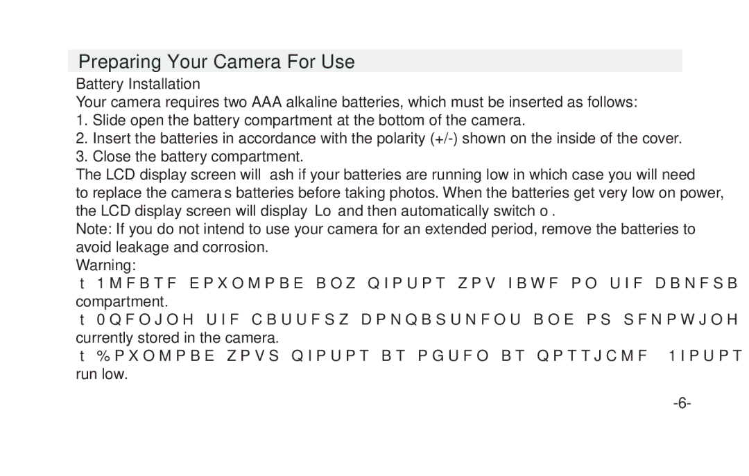 Vivitar VIV-CV-1025V instruction manual Preparing Your Camera For Use 