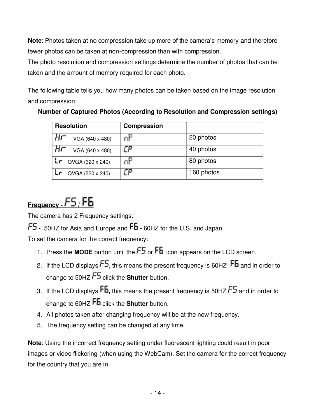 Vivitar viv-cv-530v user manual Frequency 