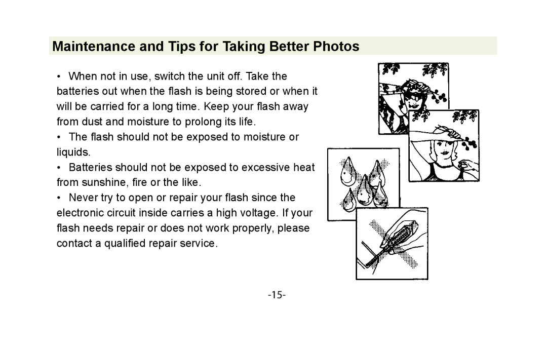 Vivitar VIV-DF-183 instruction manual Maintenance and Tips for Taking Better Photos 