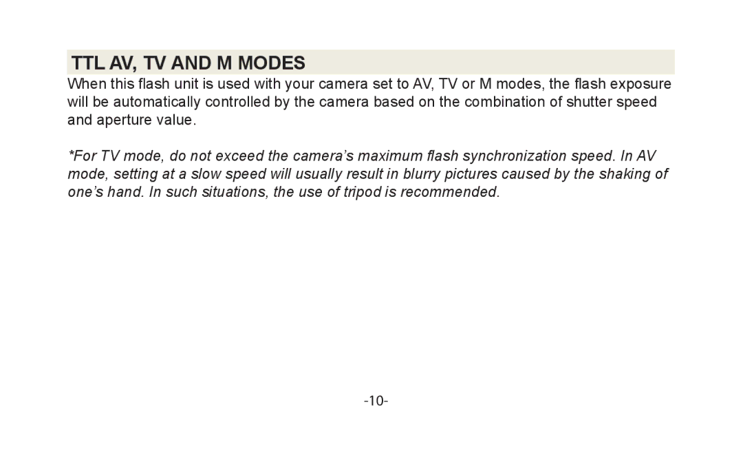 Vivitar VIV-DF-186 instruction manual TTL AV, TV and M Modes 