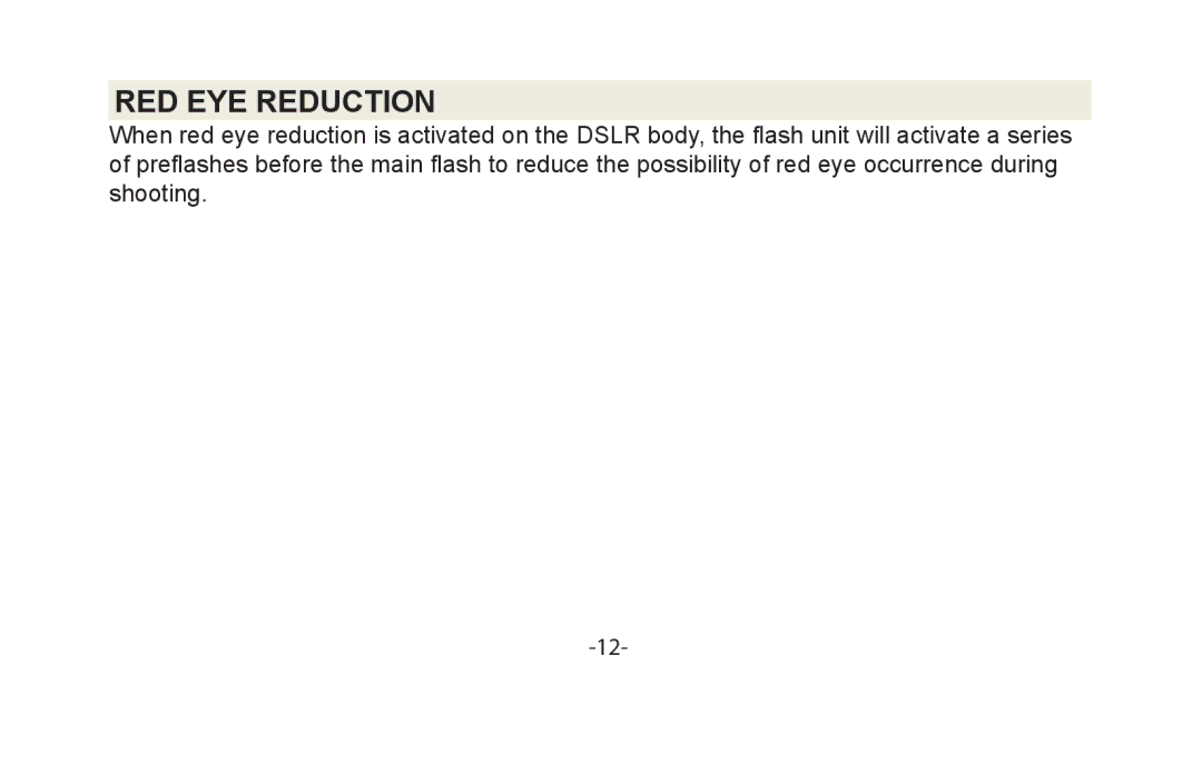 Vivitar VIV-DF-186 instruction manual RED EYE Reduction 