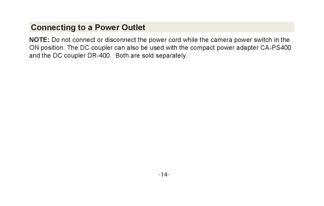 Vivitar VIV-PG-5DMII instruction manual Connecting to a Power Outlet 